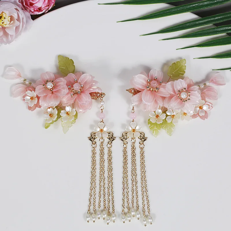 Chinese Hanfu Hair Accessories Set Vintage Wedding Headpiece For Women Long Tassel Pearl Hair Clip Classic Hanfu Hair Jewelry