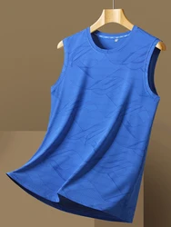 2024 New Plus Size Ice Silk Classic Tank Tops Men Sleeveless Shirt Black Blue Tees All-Match Quick-Drying T-Shirt 8xl 7xl 6xl