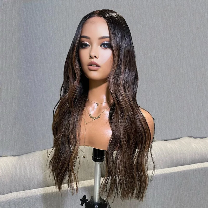 Long Body Wave 26Inch Ombre Brown 5x5 Silk Base Glueless Jewish Human Hair Wig Baby Hair HD Lace European Hair Preplucked