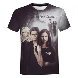 TV Series The Vampire Diaries 3D Print T-Shirt Summer Streetwear Men Women Fashion Oversized Unisex Hip Hop Tees Tops