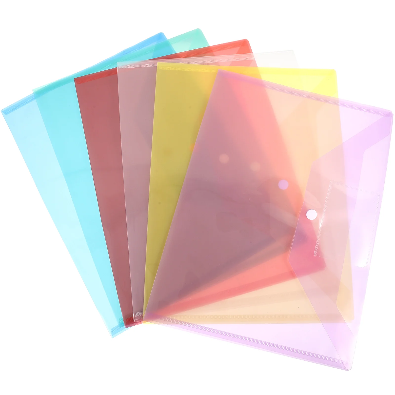 6pcs A4 File Folders Plastic Document Bags Snap Button Pouches Office Supplies Waterproof Pockets Storage ganizers Project