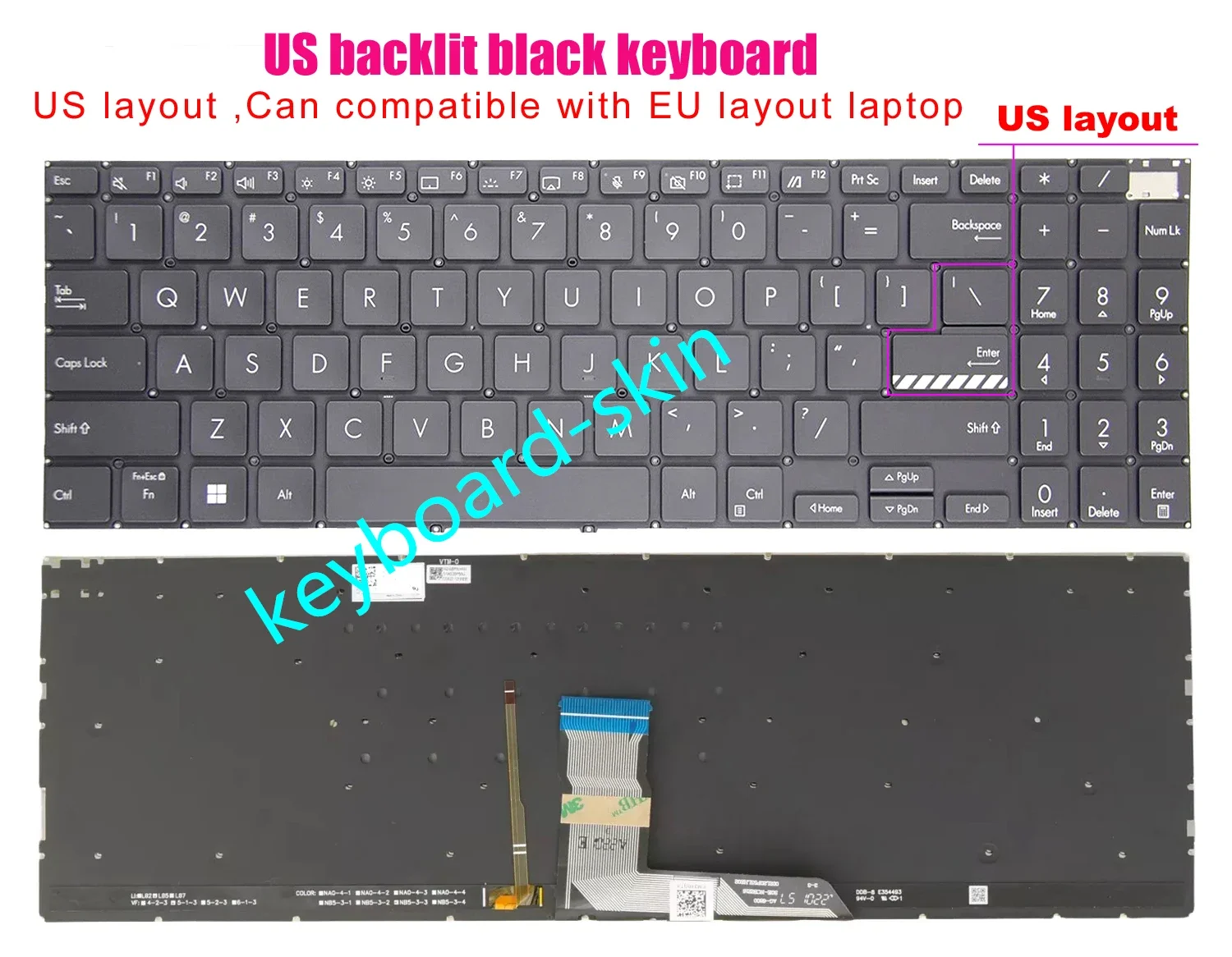 New US black backlit Keyboard for ASUS Vivobook M3500 M3500QC M7600 M7600QE M7600R M6500 M6500R K6500 K3500 K6500Z X3500 laptop