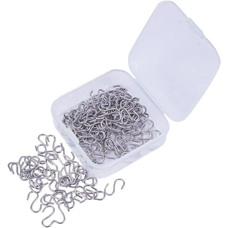 Elite 150 Pack 304 Stainless Steel 0.55 Inch S Hooks Connectors Metal Wire Hangers for Hanging Jewelry Key Ring Chain Tags