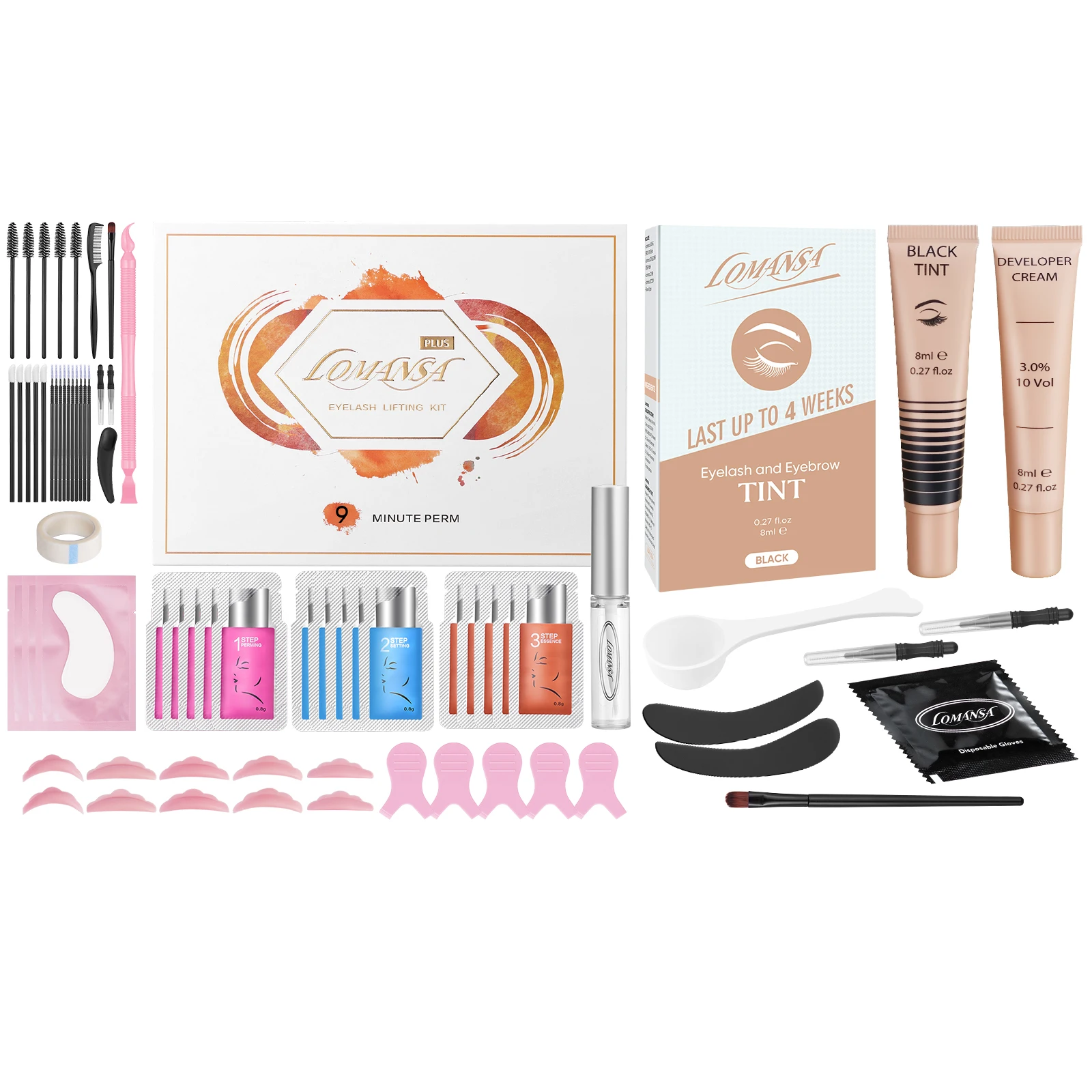 Lomansa Eyelash Lift and Color Kit Lash Perm Kit Curling Perming Voluminous Lashes with Complete Tool Salon Result Lasts 4 Weeks