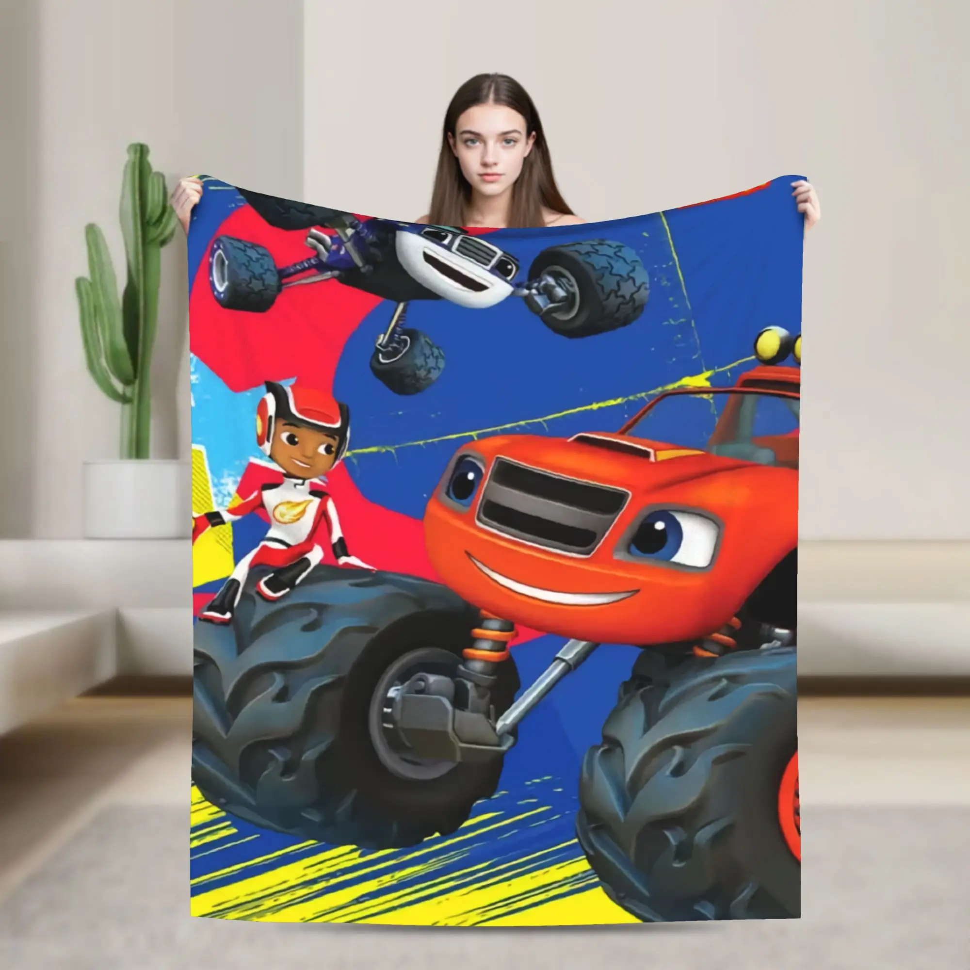 Blaze and the Monster M-Machines  Blanket Airplane Travel Flannel Throw Blanket For Couch Bed Super Warm Bedspread Birthday Gift