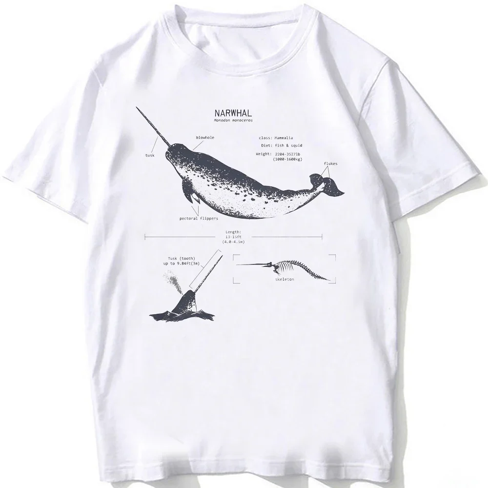 Lässige T-Shirts Strandtauchen Weißes T-Shirt Vintage Tees Walhai-Anatomie T-Shirt Damen Hip Hop Ästhetische Kleidung – Detail 9