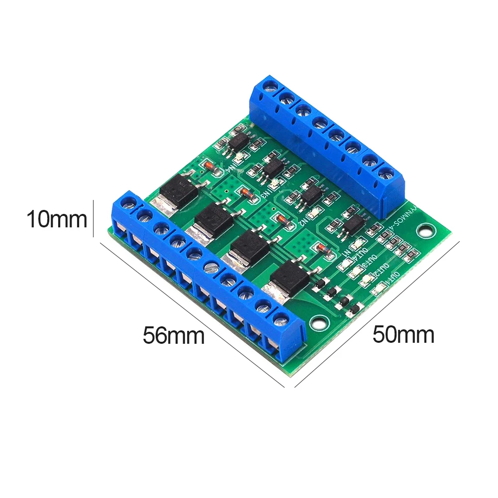 4-قناة MOS PLC مكبر للصوت مجلس PWM 3-20 فولت إلى 3.7-27 فولت 10A Optocoupler عزل مكبر للصوت مجلس نموذج مشغل