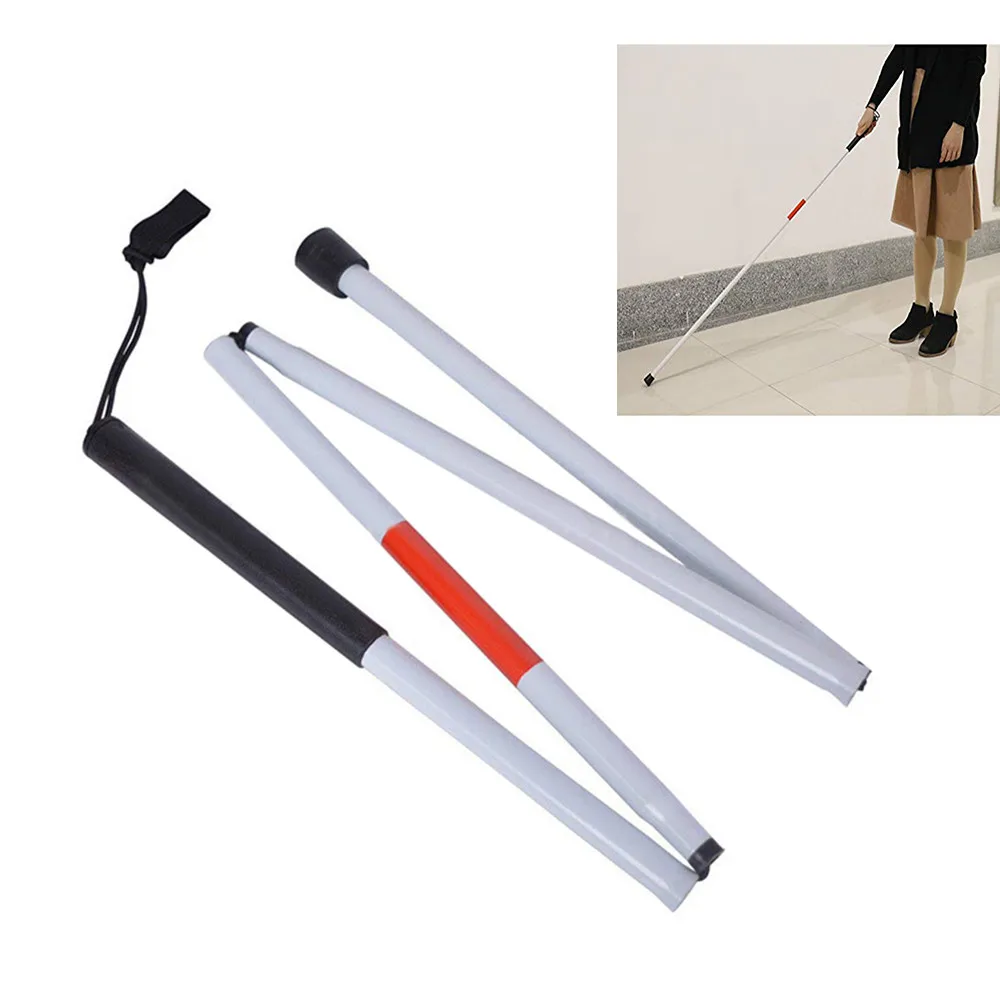 

124 Cm Long, Hot Visually Impaired Blind Walking Stick 4 Folding Aluminum Cane