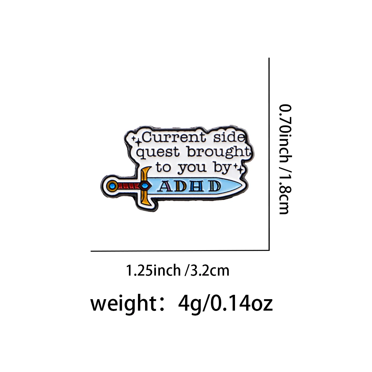 ADHD Awareness Enamel Pin Sword Brooches Lapel Pins Badge on Backpack Clothing Accessories Fashion Jewelry Kids Gift