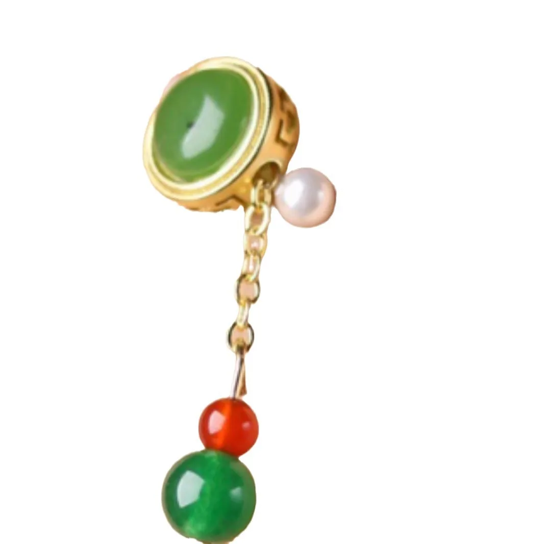 Old Mountain Sandalwood Ring With Ancient Method Gold Inlaid Jade Accessory DIY Minimalist High-Grade Retro Jewelry