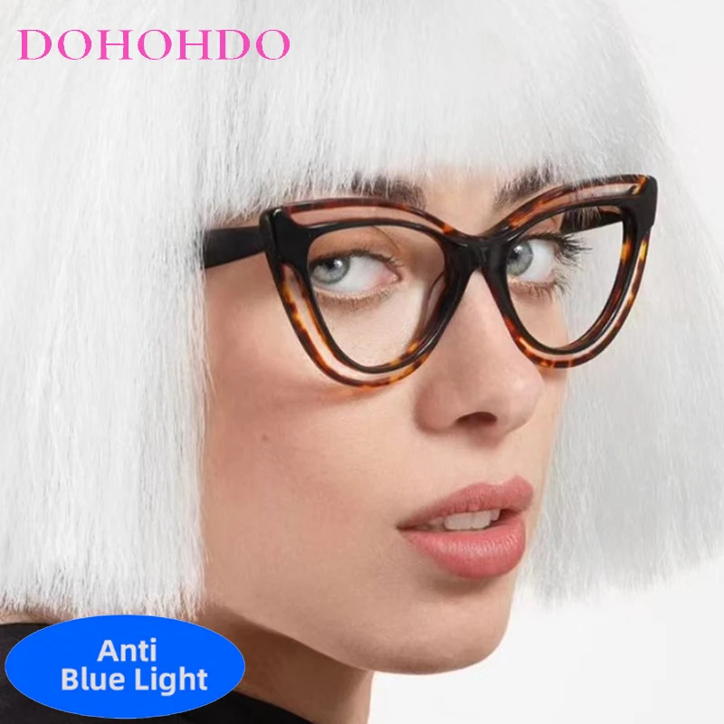 

Retro Personality TR90 Cat Eye Women Eyewear Men Luxury Designer Brand Optical Computer Games Anti-Blue Light Eyeglasses Lentes