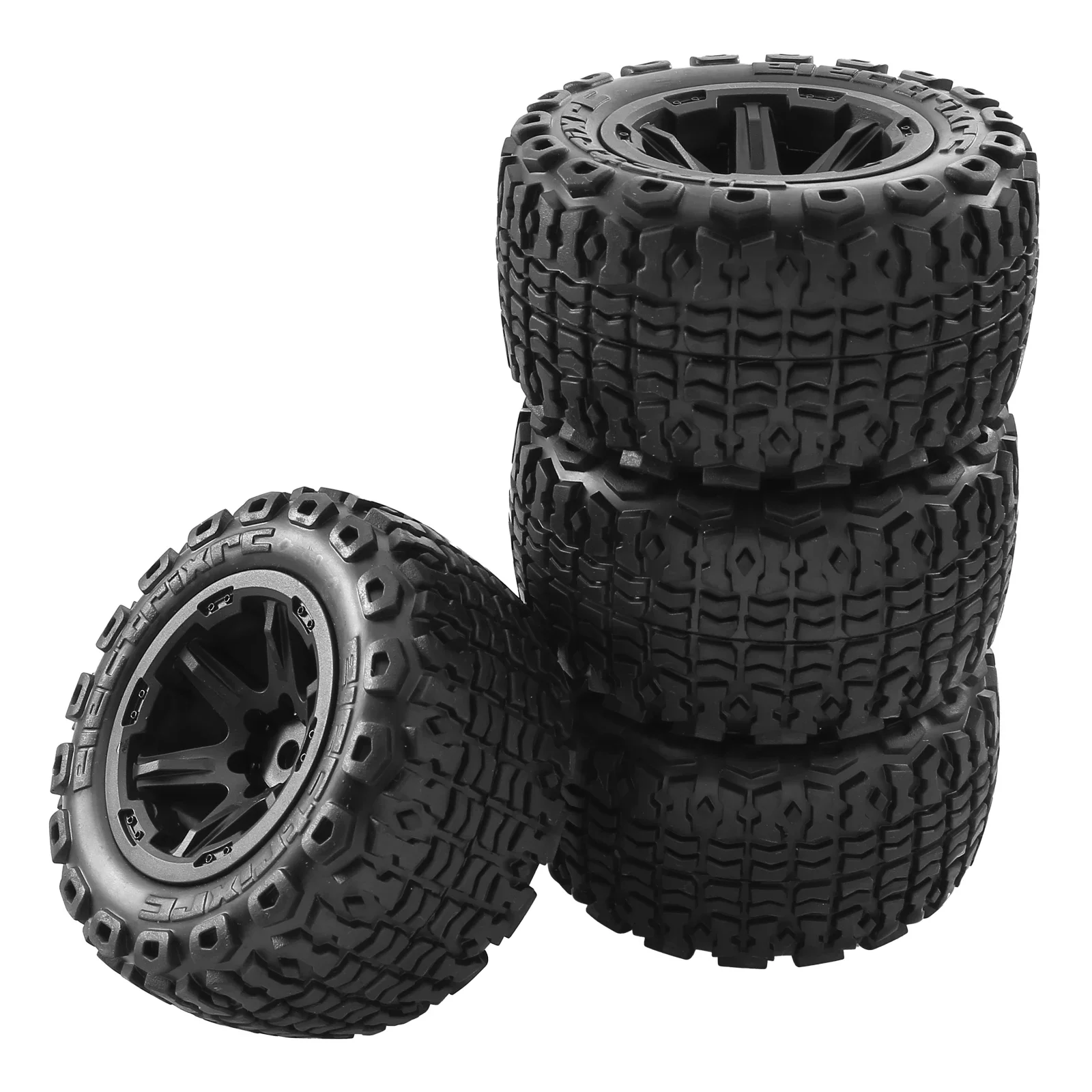 4pcs 104mm Diameter Rubber Wheel Tire Tyre With 12mm Hex For 1/16 MJX H16 16207 RC Car Upgrade Parts16208 16209 16210