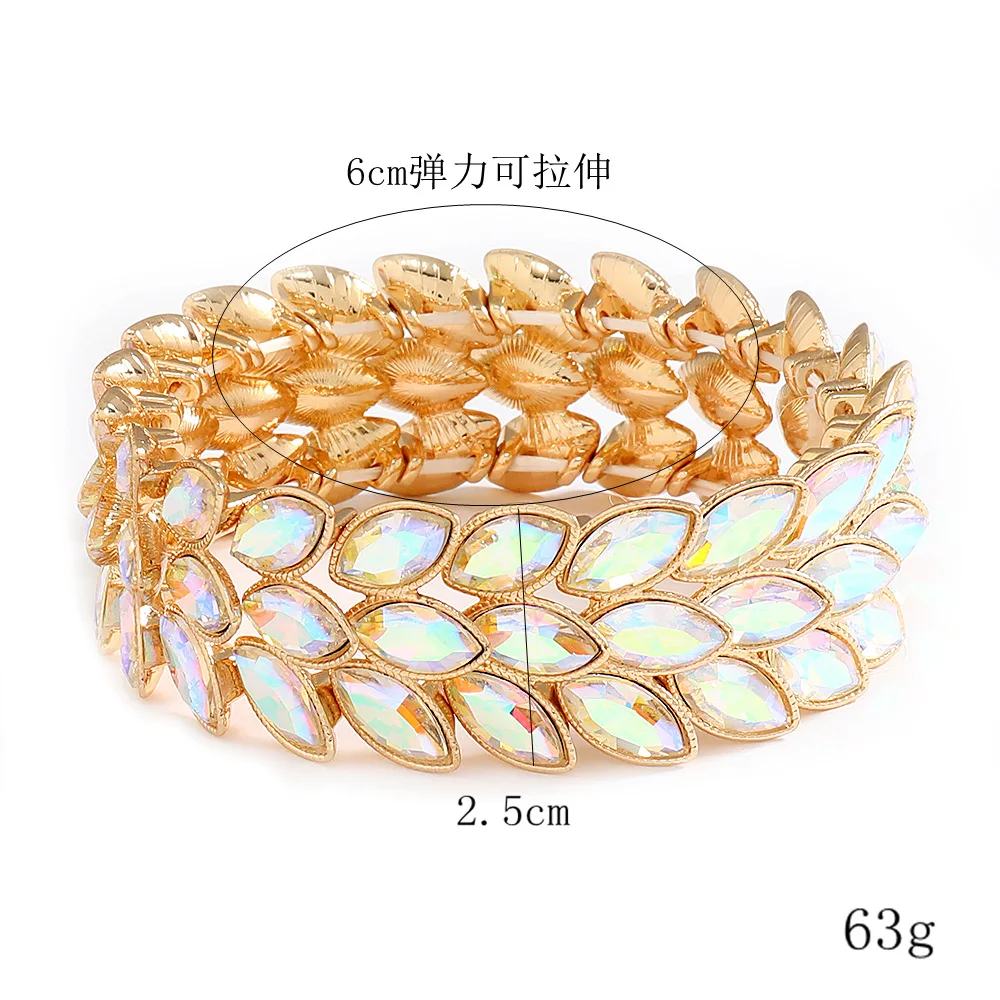 Europäisches und amerikanisches, auffälliges, geometrisches Armband mit Kristallen, breite Version, elastisches Armband für Damen, Hip-Hop-Accessoire. – Detail 4