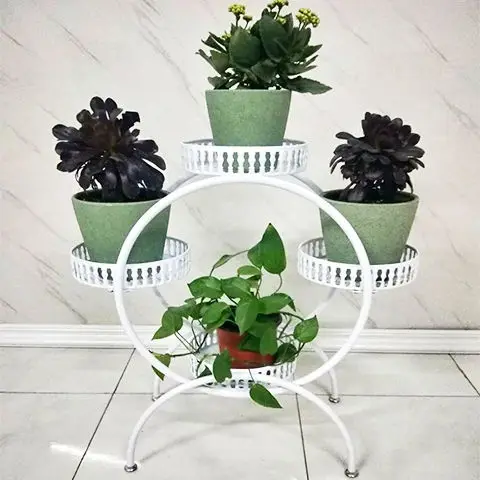 European Style Iron Art Living Room Flower Rack Balcony Floor Type Green Rose Rack Multi-Layer Indoor Flower Pot Rack