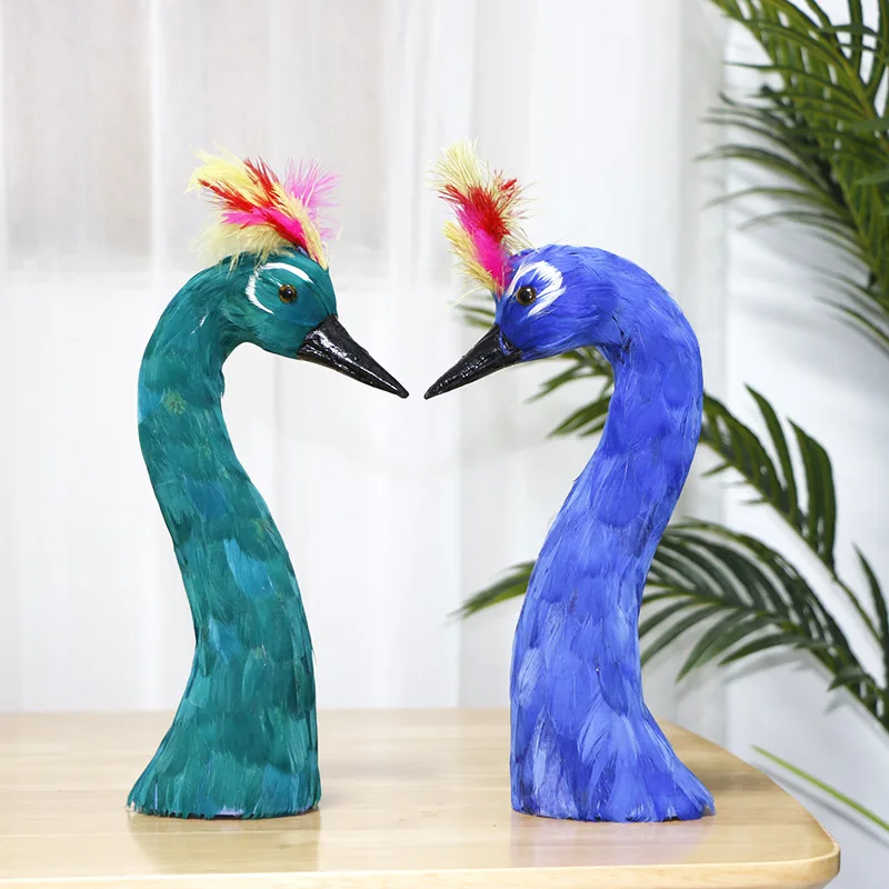 Simulation Peacock Head Model Plastic&feather peacock bird head banquet Ornaments wedding party Decoration Toy gift xd077