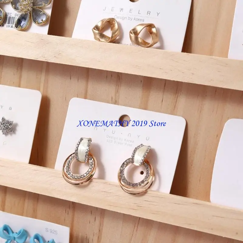 

F42F Подставка для выставки товаров ручной работы Держатель для ювелирных изделий Текстура дерева для открытки с серьгами