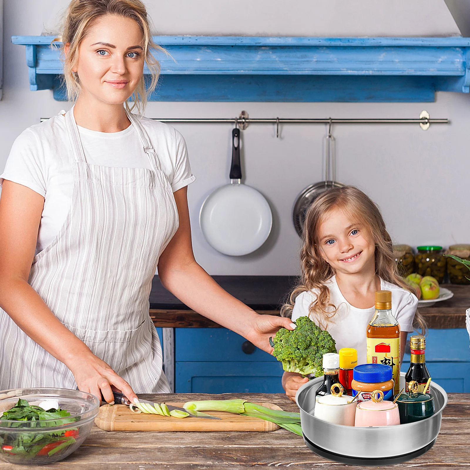 

1Pcs Seasoning Spice Rack Stainless Steel Rotating Kitchen Storage Organizer for Bottles Jars Condiments Easy Access Non-Slip