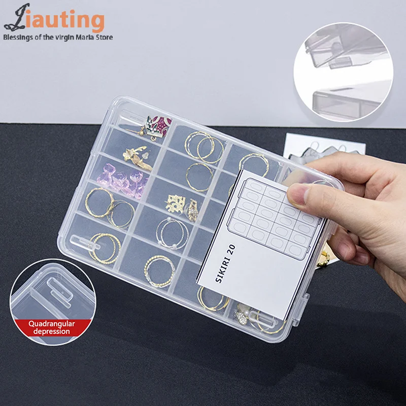 20 Grid Compartment Plastic Transparent Storage Box Nail Drill Jewelry Earring Bead Holder Case Display Organizer Container