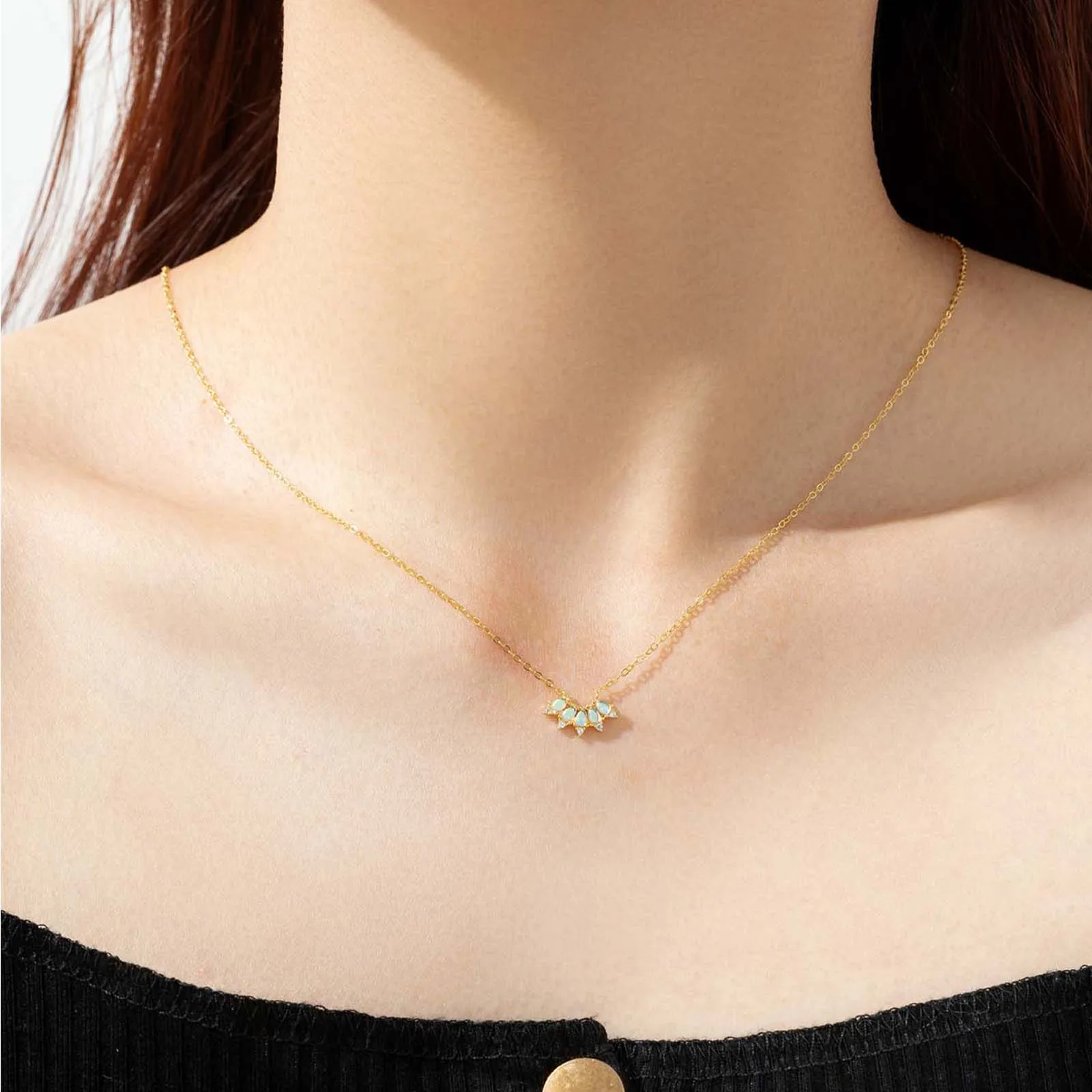 قلادة سلسلة طويلة من الفضة الإسترلينية والذهب من العقيق ، أحجار كريمة ملونة ، قلادة زهرة الملكة ، هدية فالنتينز ، الربيع ،