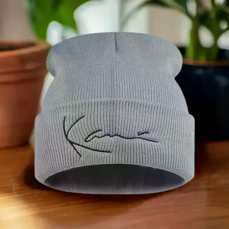 قبعة كارل كاني الرجعية المطرزة محبوك للرجال والنساء الشتاء الدفء مقنعين محبوك قبعة #2