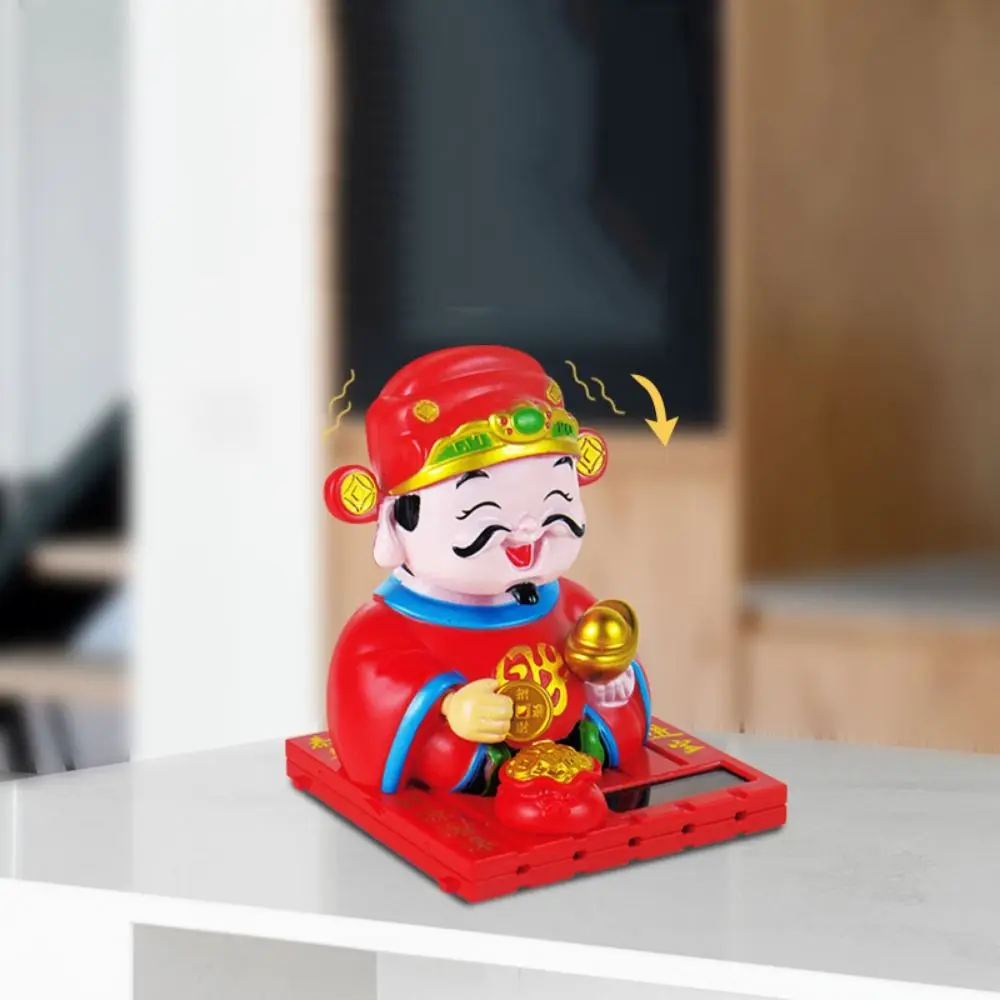 

Creative Solar Powered Car Ornament Shaking Head Chinese Style Solar Swinging God of Wealth Plastic Gift