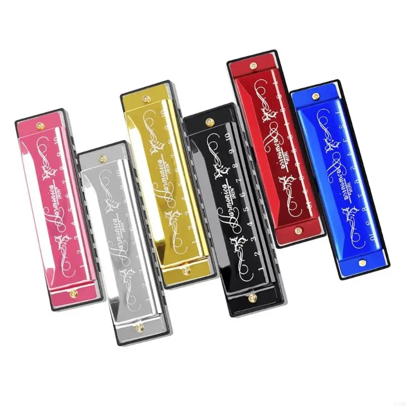 U2JB 10 Hole 20 Tones Harmonica Key-of-C Professional Blues Harps Mouth Organ Harmonica Easy-playing Musical Instrument