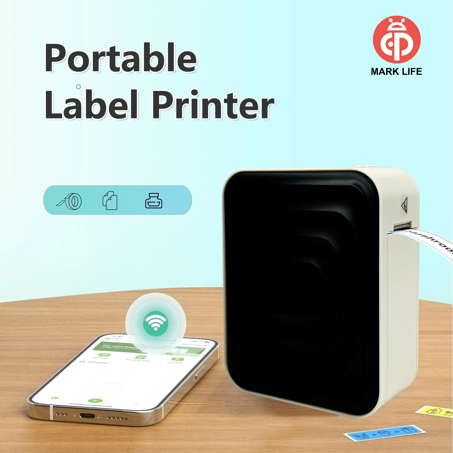 Mini Thermal Label Printer M1 Bluetooth Inkless Adhesive Printer Maker For School Office Kitchen To Gift/Diy Creative/Marking
