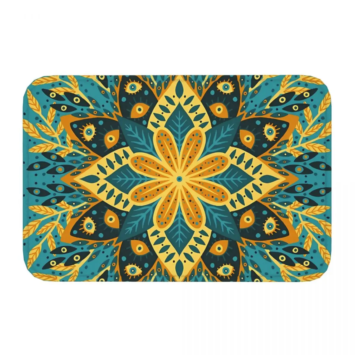 Pepper Turquoise Mandala Evil Eye Anti-Slip Rug Doormat Living Room Mat Balcony Carpet Bedroom Decor