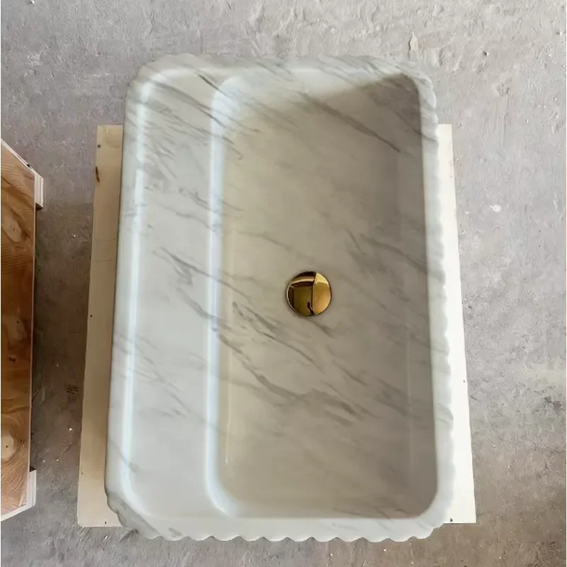 Natural White Marble Washbasin Modern Stylish Bathroom Sink for Home Villa Hotel Decor Elegant Basin Design Stylish Natural 4