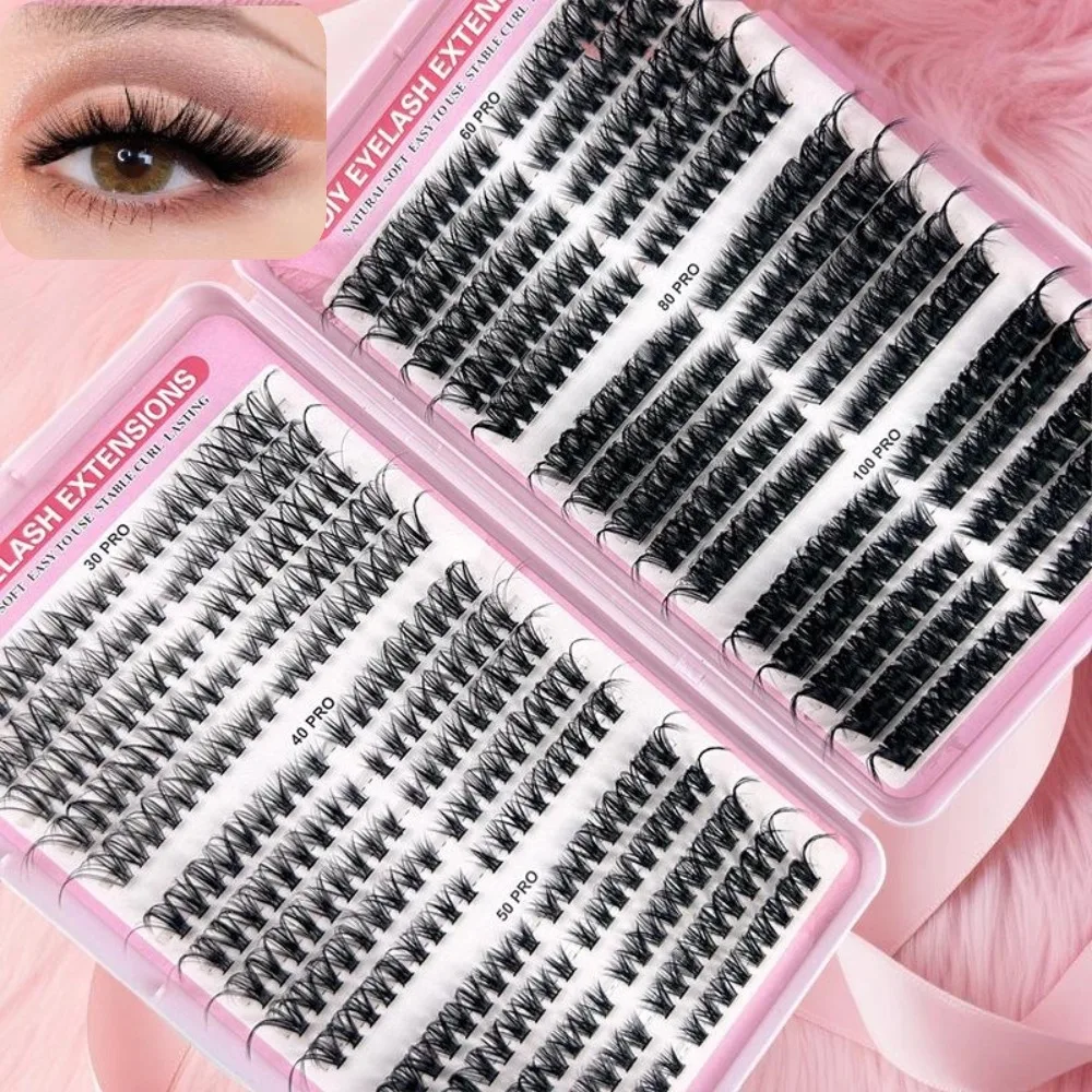 Mix False Eyelashes DIY Thick Fluffy Segmented Cluster Lashes 60D 80D 100D Density Lash Large-capacity Fox Style Lash Book