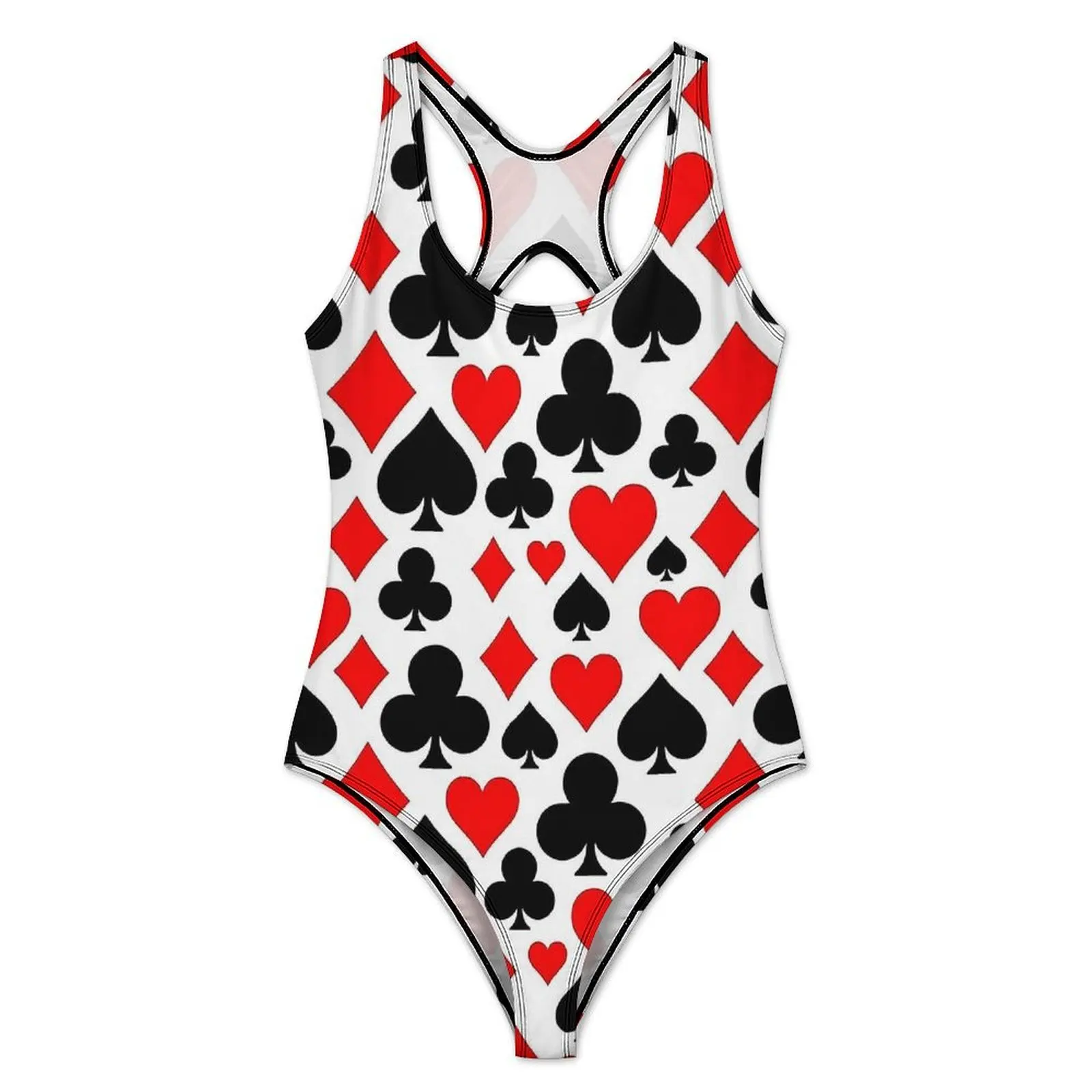 Casino Playing Cards Player Symbols Swimsuit  Push Up Swimwear One Piece Vacation Bath Monokini Swimsuits Sexy Graphic Beachwear