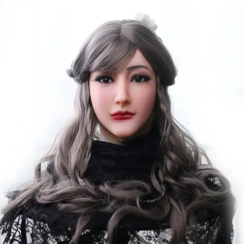 

Full Beauty Silicone Female Headgear Simulation Face CD Men'S Change Women'S Makeup