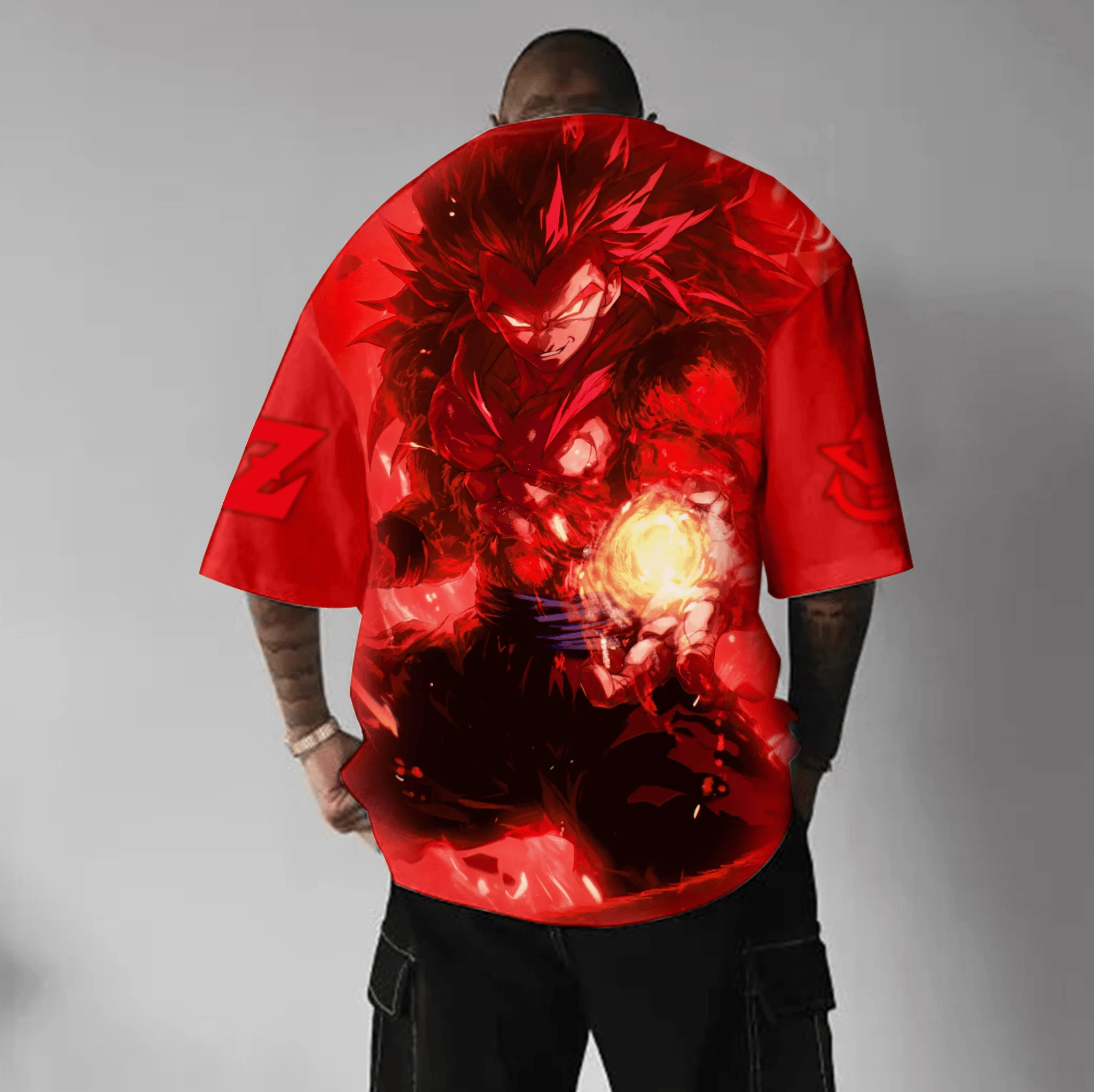 Dragon Ball Red Oversized Men's T-Shirts Summer Y2k Women's Cotton Short Sleeve Tee Casual Streetwear Unisex Tops Anime Inspired