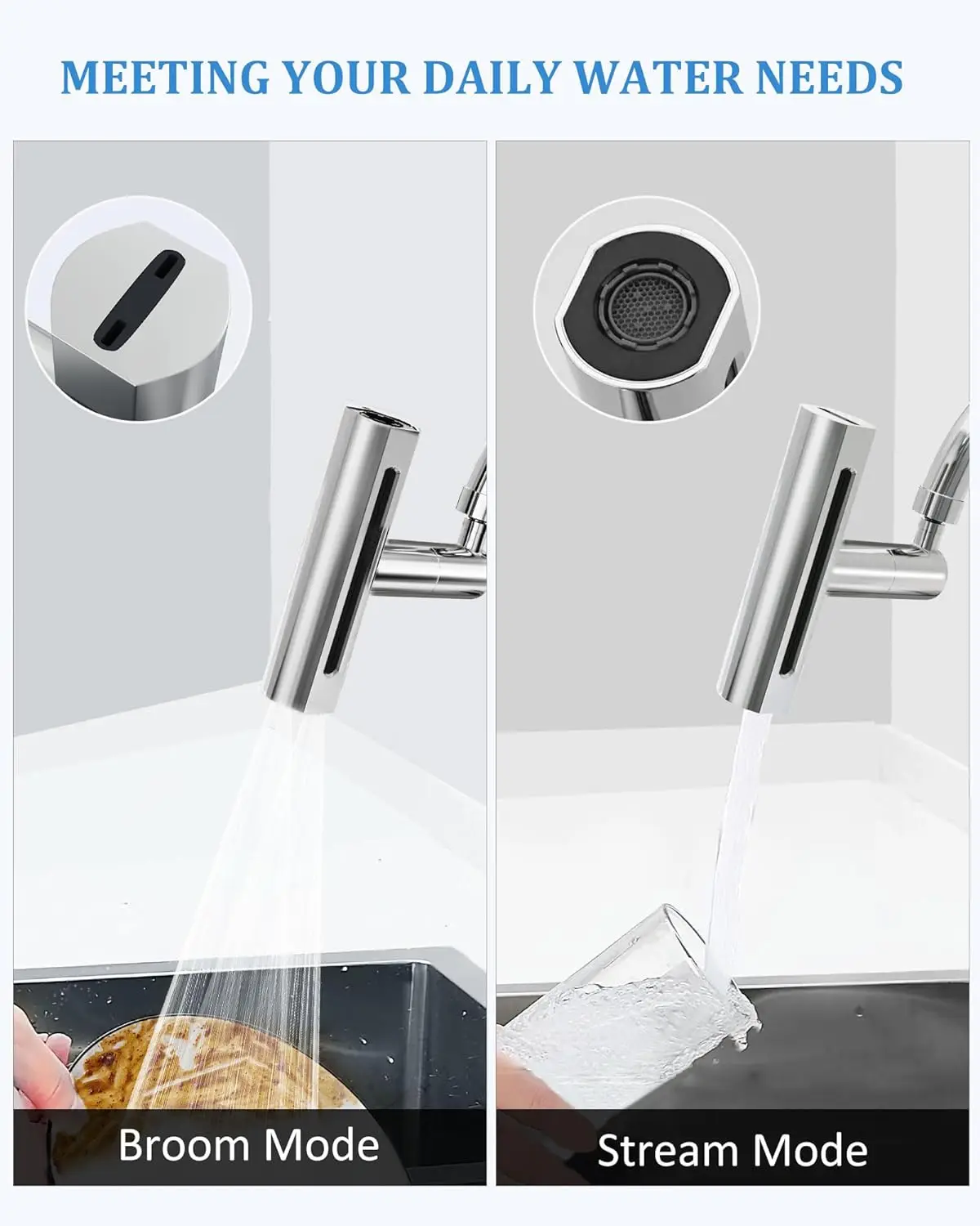 4 Modes Faucet Sprayer Head 360 Degree Rotate Kitchen Faucet Head