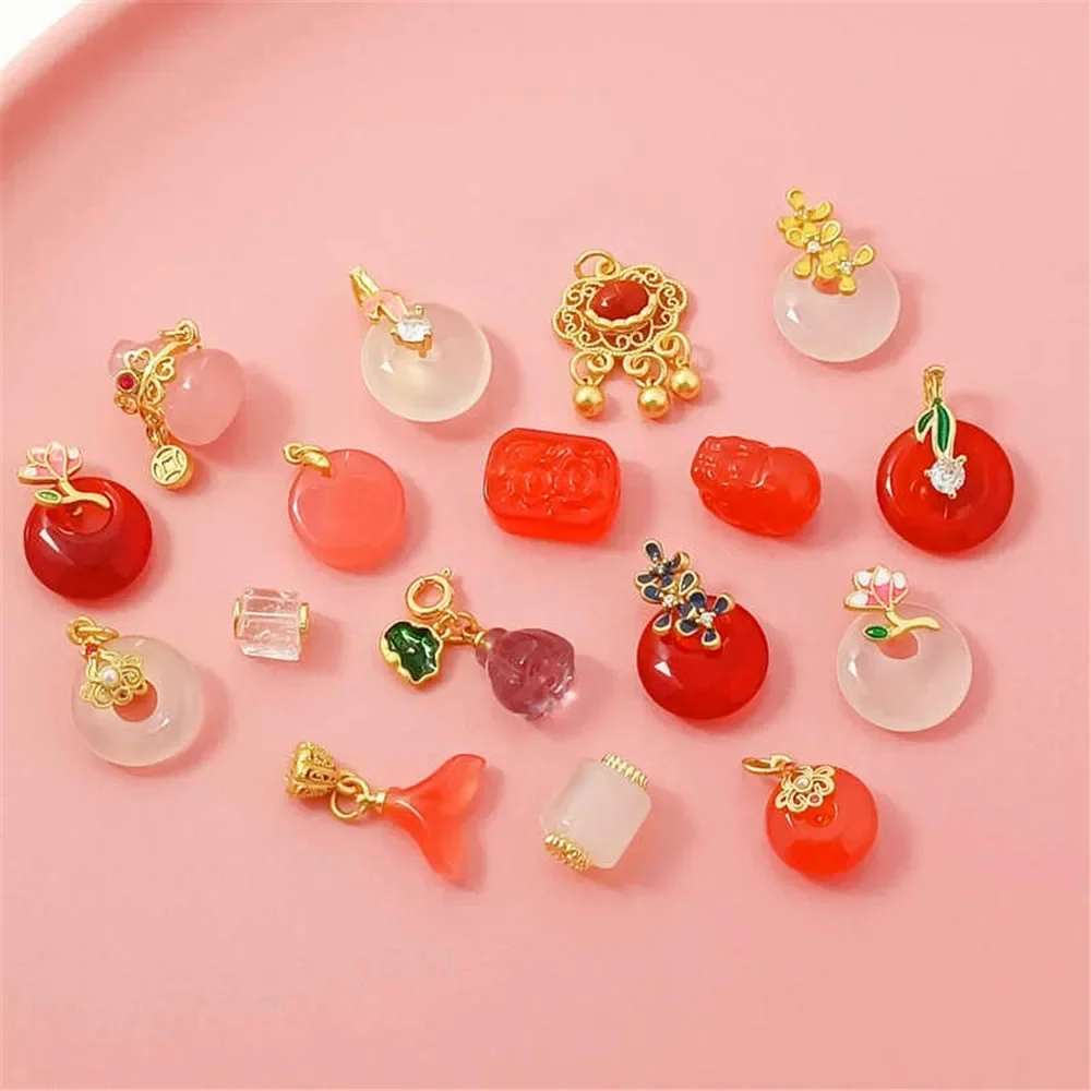 

Natural Agate, Red Sand Gold, Candy-colored Pendant, Diy Handcrafted Beaded Bracelet, Necklace Pendant, Decorative Accessory