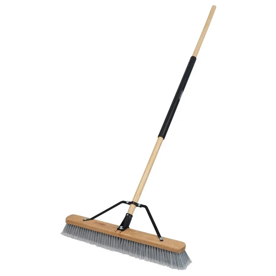 

24 Inch Indoor SmoothSurface Push Broom with Flagged Bristles for Sand, Saw Dust, Wood Shavings and Pet Hair in Garages, Warehou