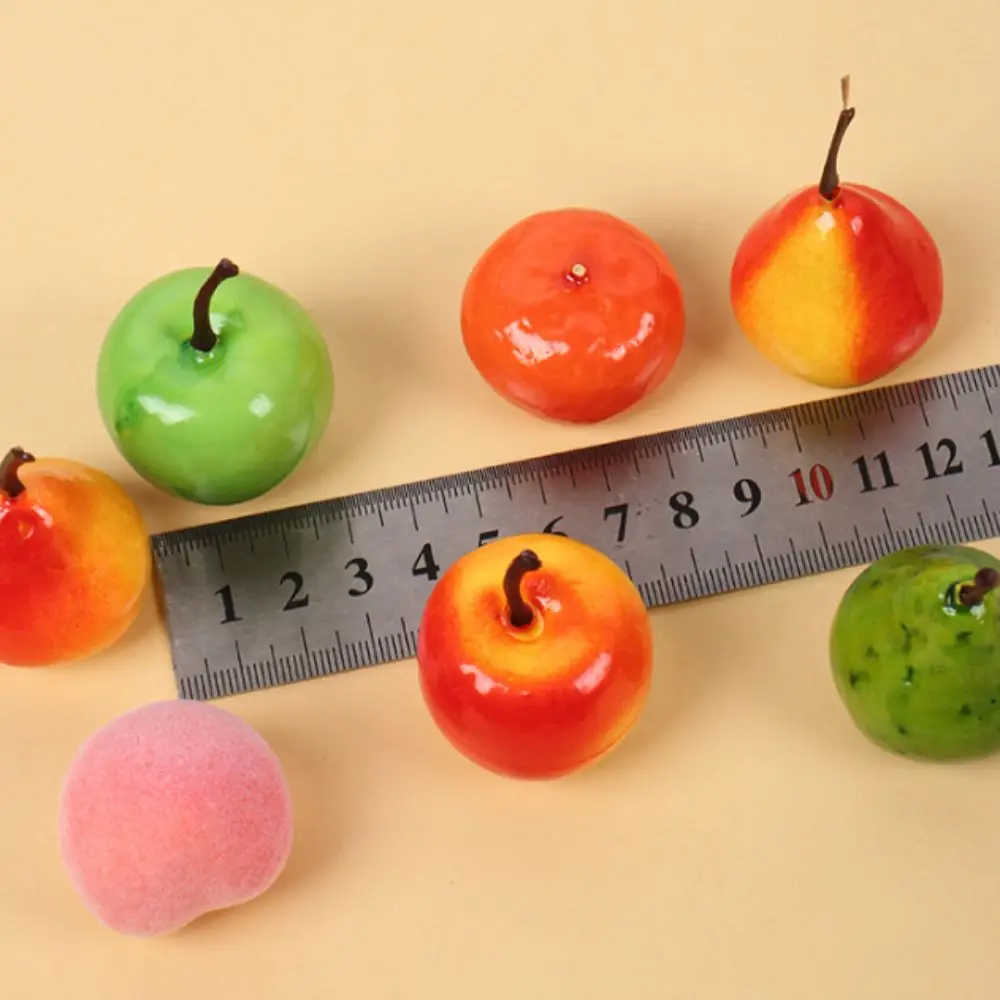 10pcs 실물 같은 미니 시뮬레이션 음식 모델 배 석류 인공 과일 및 야채 모델 칠리 복숭아