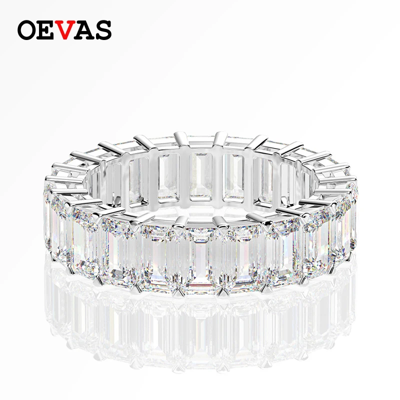 OEVAS Full 3*5mm High Carbon Diamond Wedding Rings For Women Top Quality 100% 925 Sterling Silver Sparkling Party Fine  Jewelry