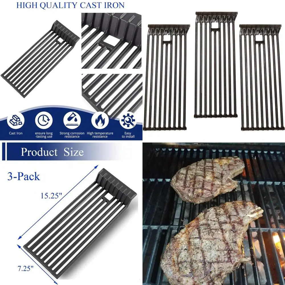 

3-Pack Matte Enamel Cast Iron Grates for Broilmaster Models D4, G-4, G-4 TSXPL, G-4 TSXPN, G-4 TXPL, G-4 TXPN, P4, U4