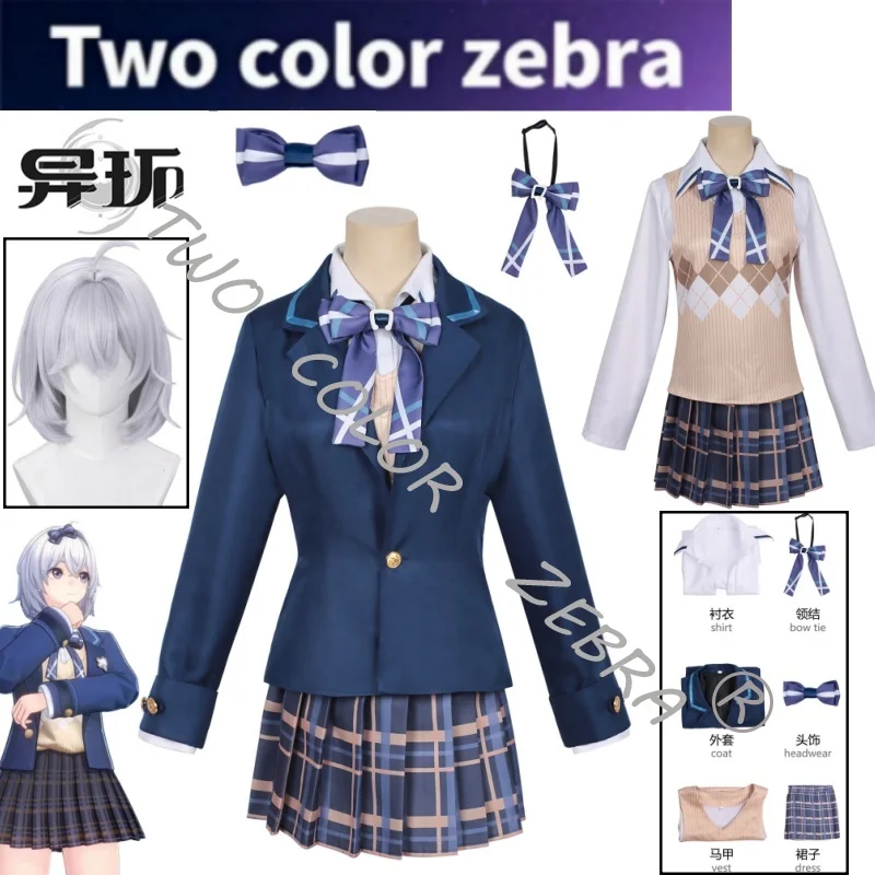 

Neverness To Everness zero woman school unifrom cosplay costume Bow Tie Skirt wig and props full set for comic con roleplay