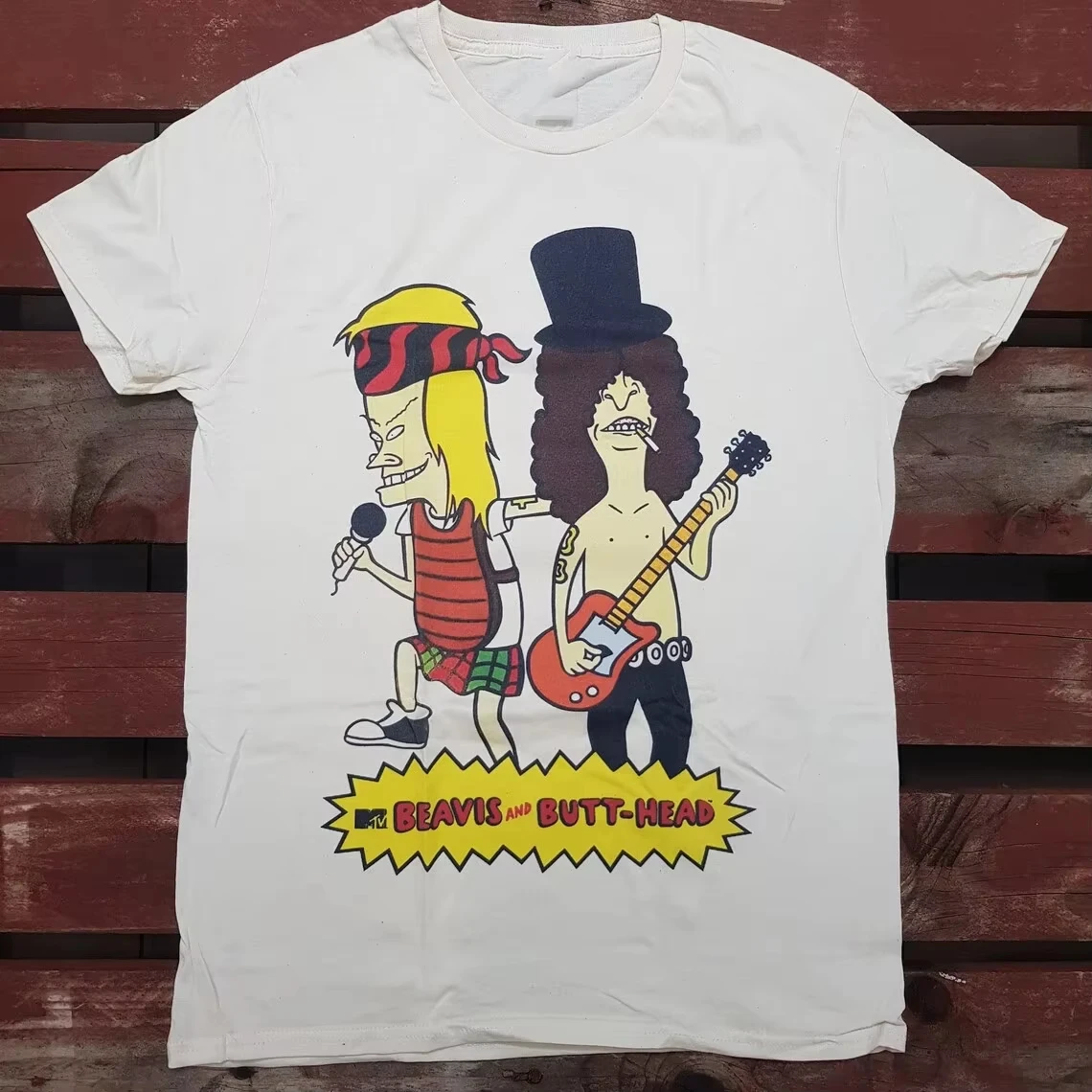Beavis and Butt-Head Guns N' Roses  MTV Cartoon Parody Rock Graphic Tee Cotton Mens Womens T-Shirt Summer Streetwear