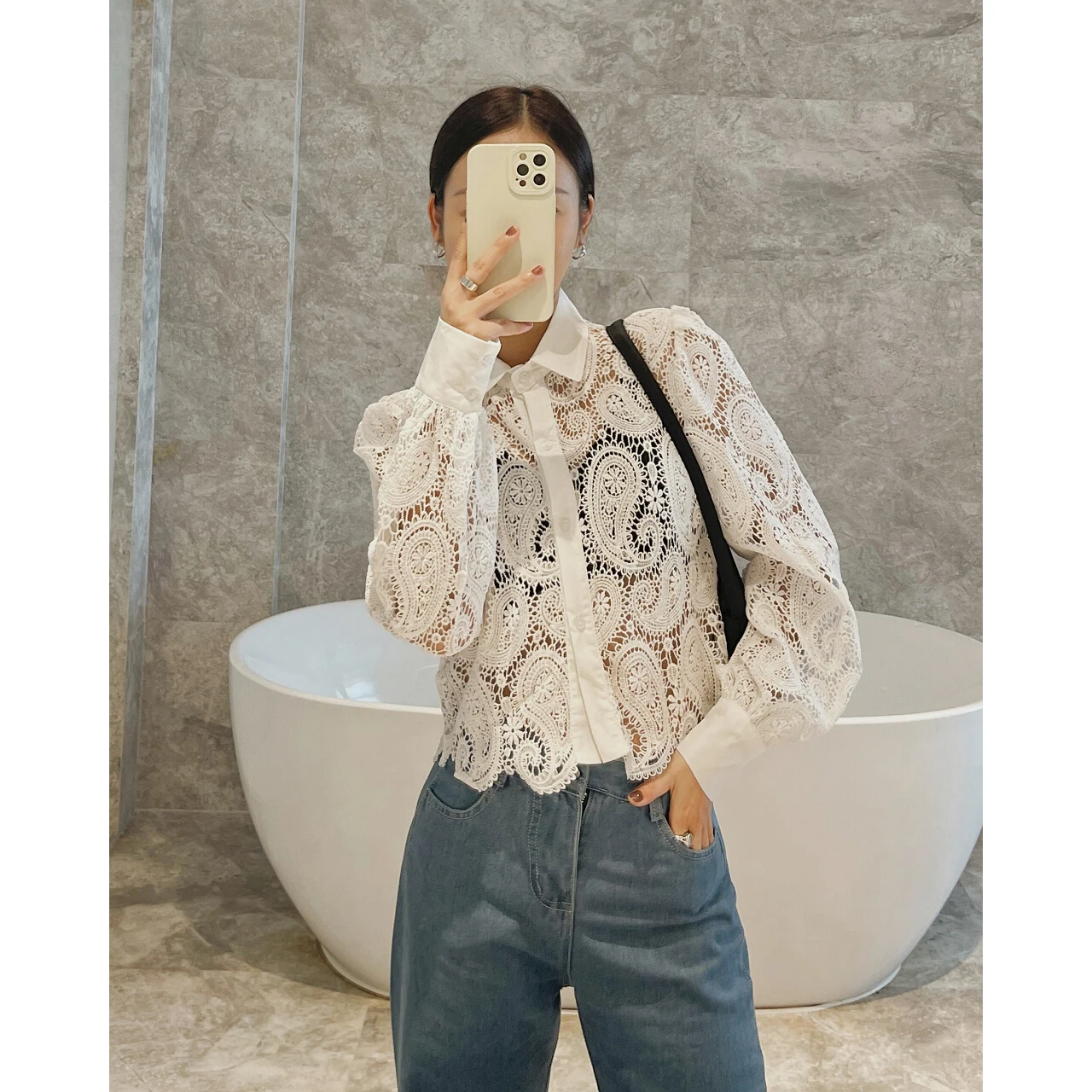 

2022 Woman Oem Lace Blouses Shirts Clothes Fashion Tops Elegant Vintage Summer Autumn New Collection Y2k Free Shipping Korean