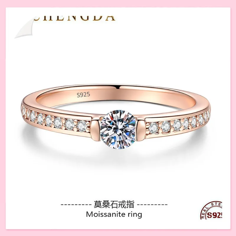 

New Light Luxury Mozzarella Diamond Gemstone Ring Women's Fashion Simple Micro-set Ring for Girlfriend's Birthday Gift