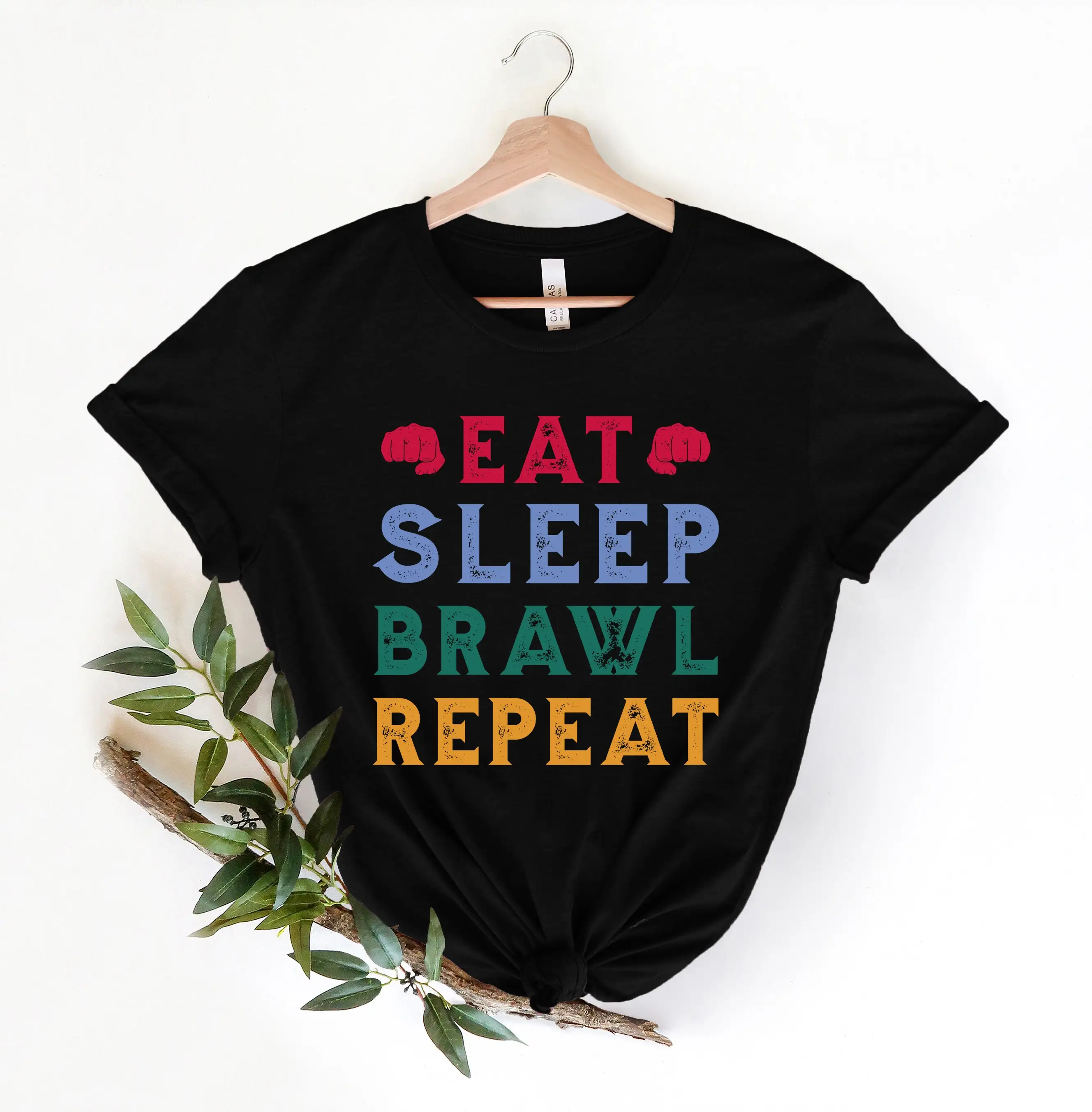 Funny Gamer T Shirt Eat Sleep Brawl Brawling Lover Gaming Fight