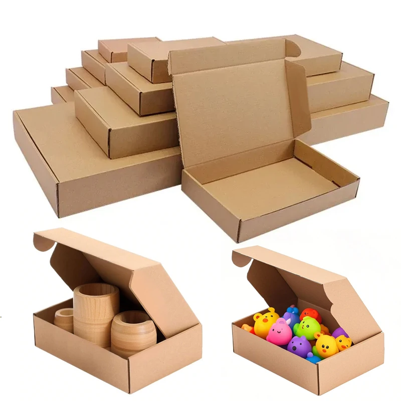 

10PCS Brown Corrugated Cardboard Mailer Boxes Shipping Packaging for Mailing Business Gift Jewelry Kraft Paper Transport Carton