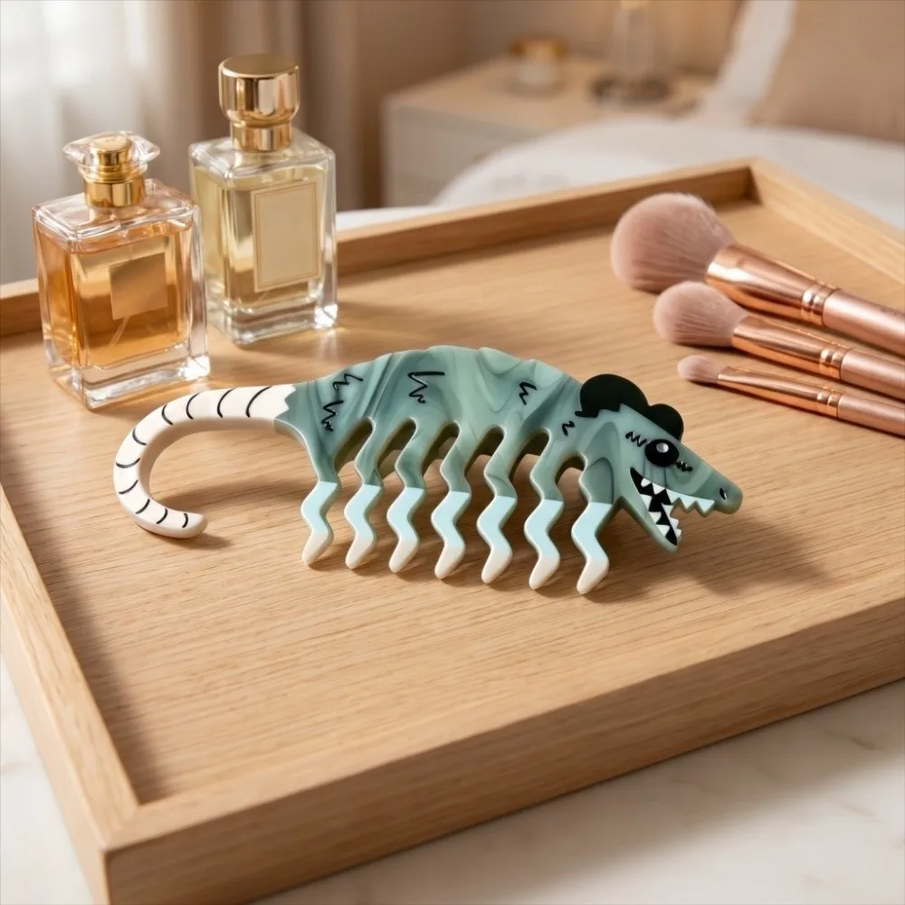 Acrylic Opossum Wet Hair Comb Anti-Static Creative Wide-Tooth Head Comb Portable Anti-Frizz Cartoon Animal Opossum Hairbrush