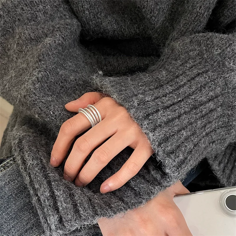 XIYANIKE 미니멀리스트 다층 기하학 오픈 반지 여성을위한 빈티지 패션 새로운 보석 선물 파티 매일 도매 anillos