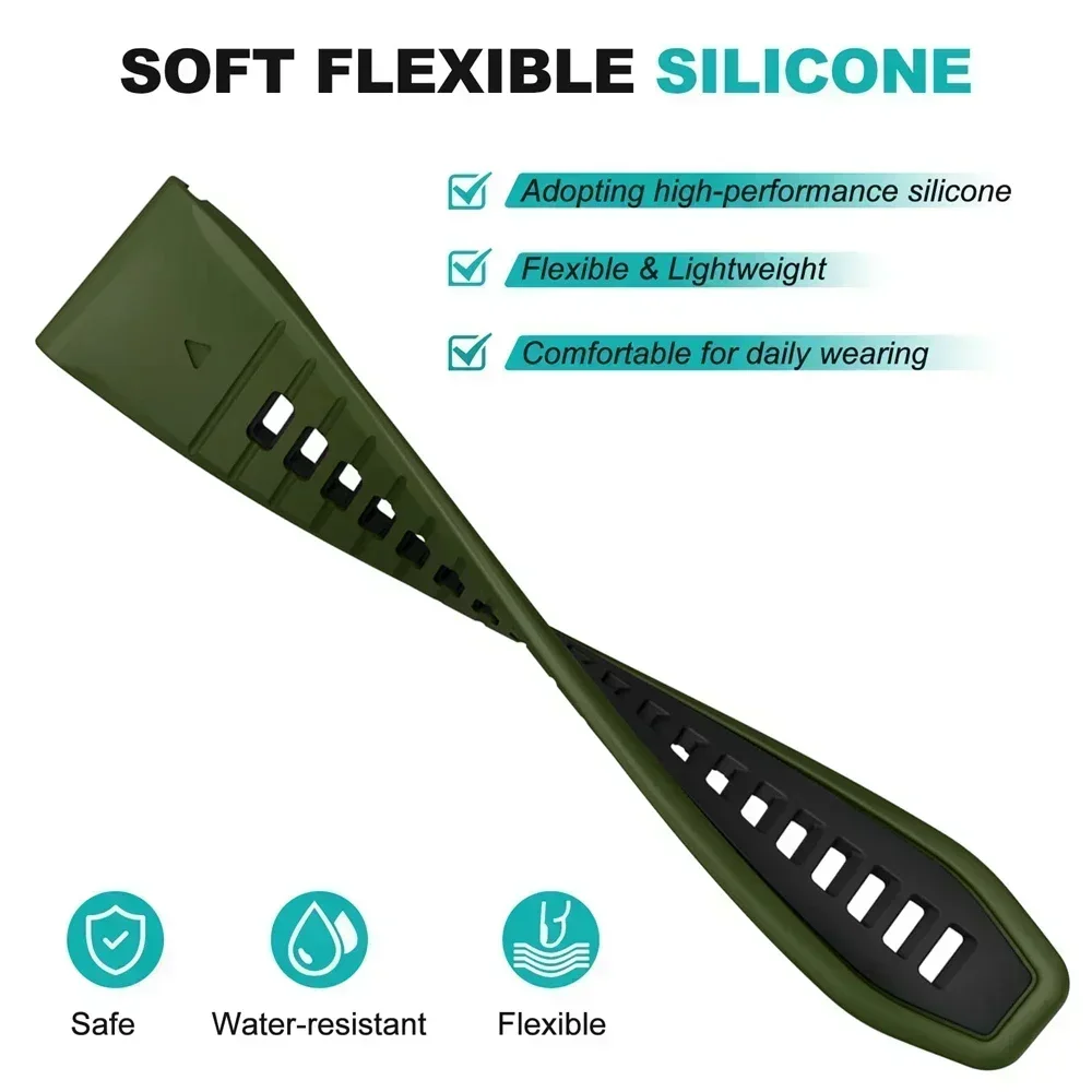 حزام (استيك) ساعة 26/22 مللي متر لـ Garmin Fenix 8 E 7 7X/Epix Pro/Quatix 8 حزام سيليكون إندورو 3/Epix Pro/Foreunner 970 سوار QuickFit