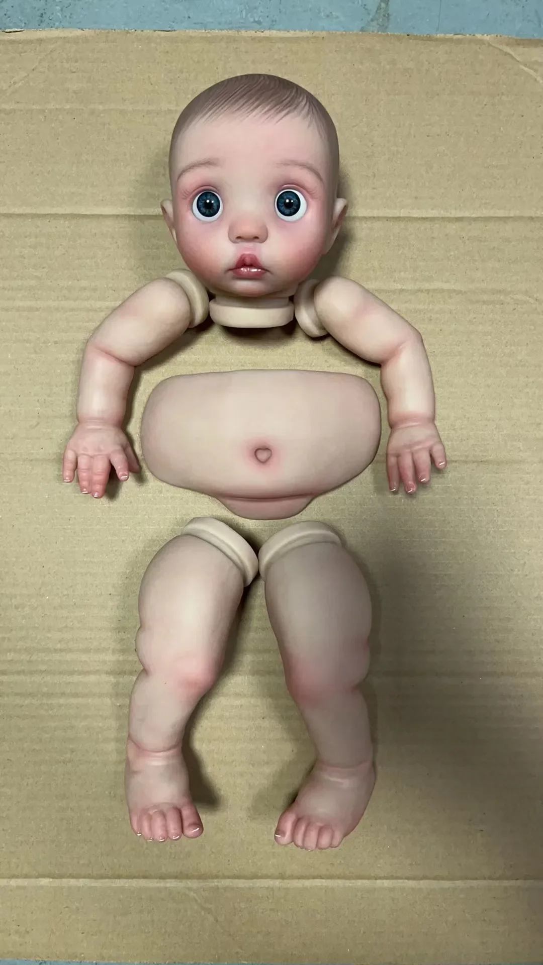 16inch Already Painted Doll Kit Peeka with Cloth Body and Belly Plate 3D Painted Skin Reborn Doll Parts Muñeca Kit Bebe Reborn