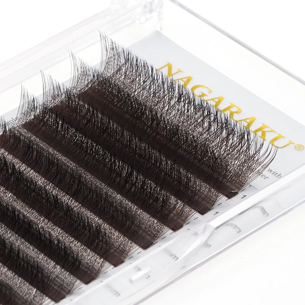 NAGARAKU Automatische Blumen-W-Volumenform 3D Vorgefertigte Fächerwimpern Natürliche Weiche Leichte Einzelwimpern Volle Dichte Faux-Mink-Cluster – Detail 24